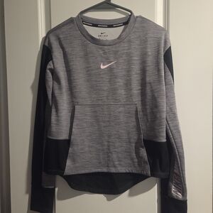 Nike Gray and Black Sweatshirt with Pink Logo